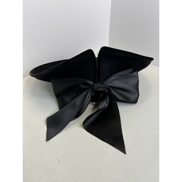 Eric Javits Accessories - ERIC JAVITS Black Velvet & Satin Bow Band Hat Large Brim Statement Piece